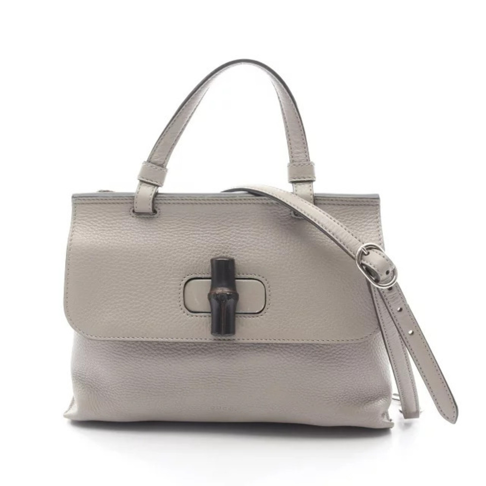Gucci Bamboo Daily Handbag Leather Gray